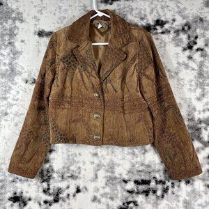 Vintage Painted Pony Jacket Womens Size Medium Lined Cropped‎ Cotton Giraffe
